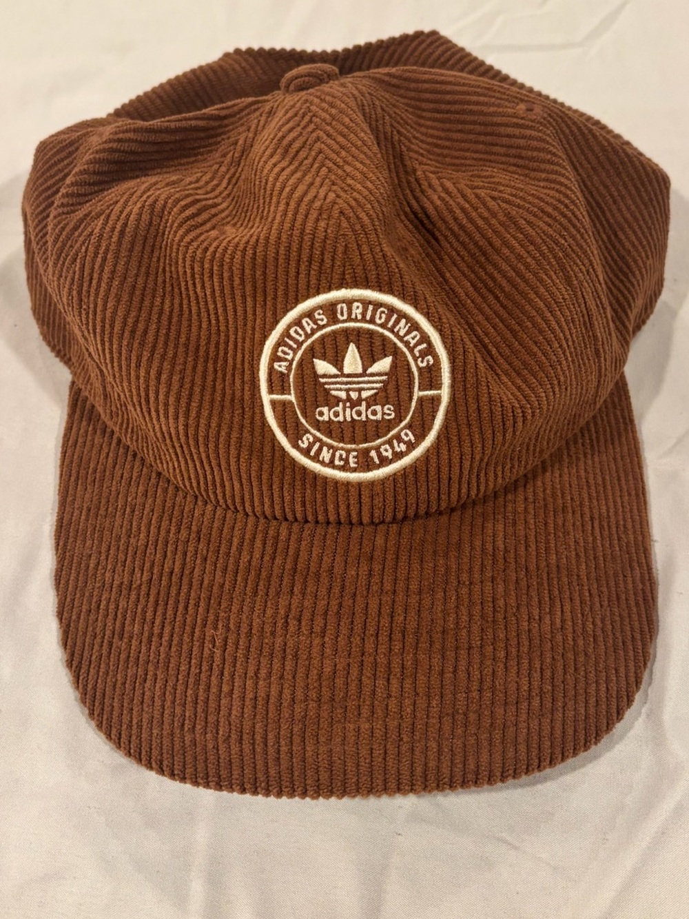 adidas originals Brown Corduroy Six-Panel Baseball Cap Trefoil Patch dad hat